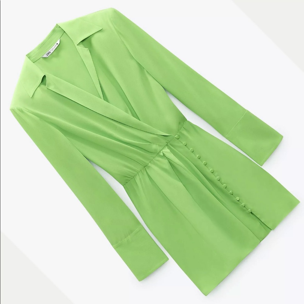 ZARA WOMAN SHORT SHIRT DRESS WITH SHOULDER PADS